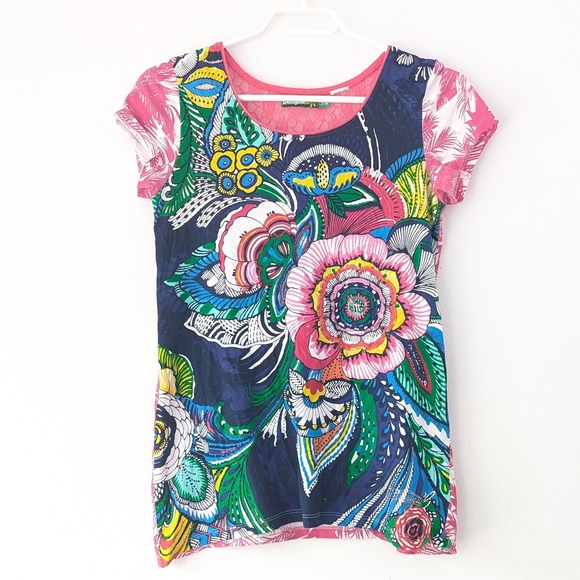 Desigual Girl's Sequin Lace Flowers T-shirt 13-14 Yo - Picture 1 of 8